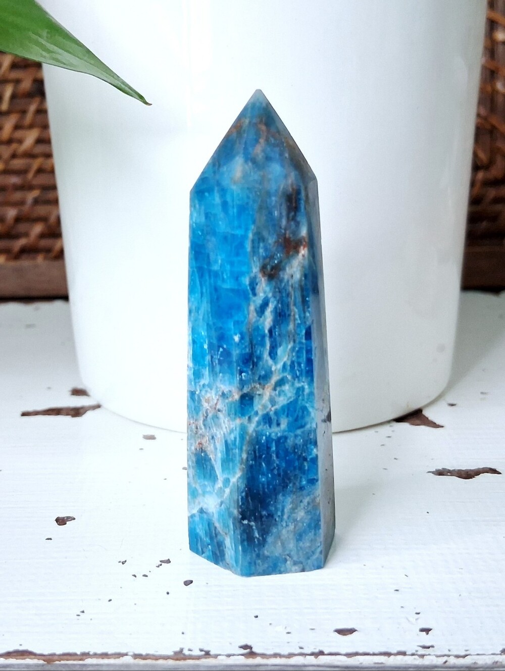 Blue Apatite Crystal Obelisk Tower Decorative Home Accent